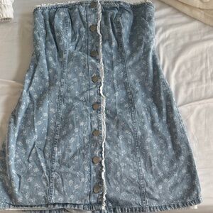 Le Lis Light Blue Floral Button-Front Mini Skirt